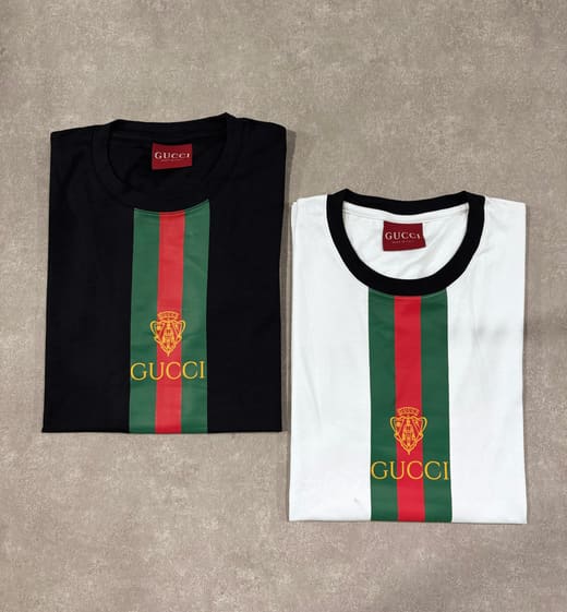 Camisetas Gucci pretas e brancas, peças de atacado JR ONE